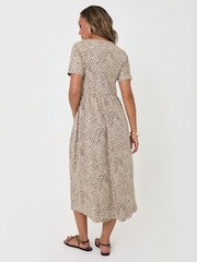 Threadbare Brown Petite Jersey Midi Smock Dress With Pockets - Image 2 of 4
