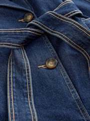 Denim Rinse Denim Double Breasted 100% Cotton Trench Coat - Image 8 of 8