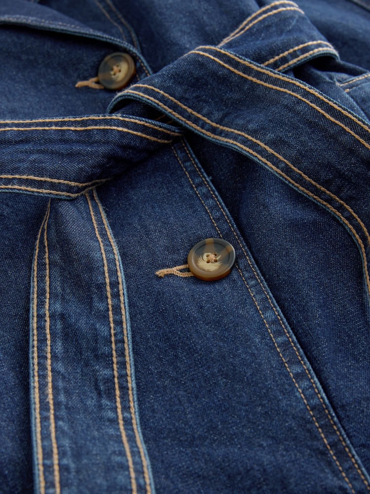 Denim lavado - Denim Double Breasted 100% Cotton Trench Coat - Imagen 8 de 8 Denim lavado - Denim Double Breasted 100% Cotton Trench Coat - Imagen 8 de 8
