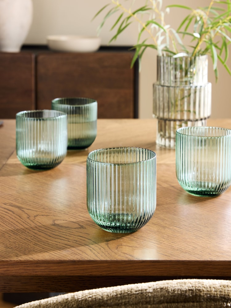 Green Hollis Set of 4 Short Tumbler Glasses - Image 1 of 3 Green Hollis Set of 4 Short Tumbler Glasses - Image 1 of 3