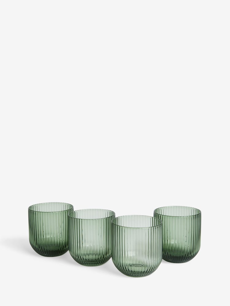 Green Hollis Set of 4 Short Tumbler Glasses - Image 3 of 3 Green Hollis Set of 4 Short Tumbler Glasses - Image 3 of 3