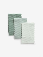 Sage Green Terry Set of 3 Tea Towels - Image 4 of 4