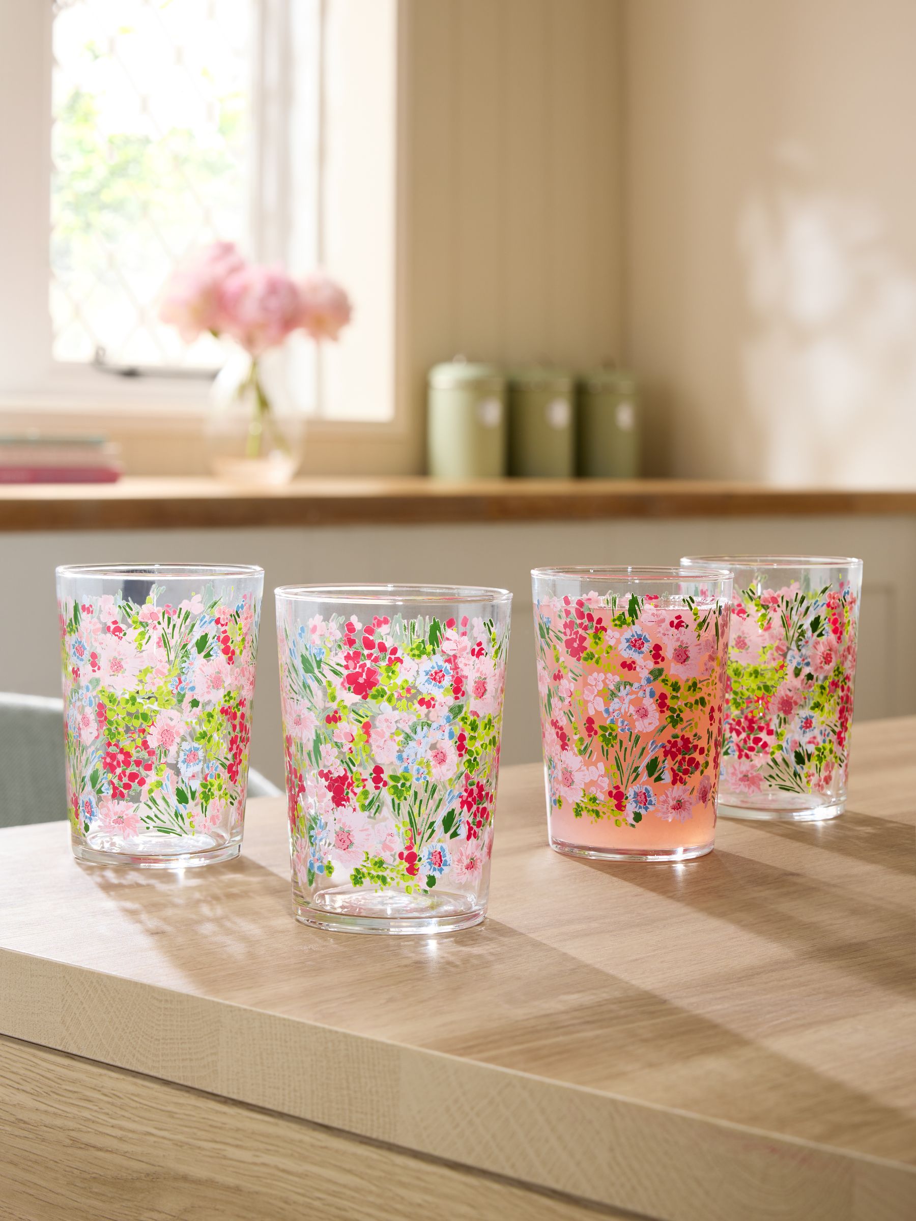 Buy Pink Lisse Floral Set of 4 Tall Tumbler Glasses from the Next UK ...