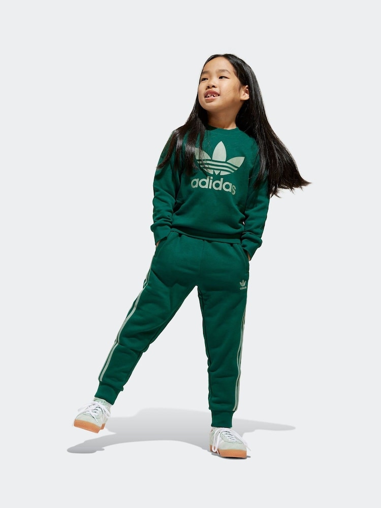 adidas Originals Green Trefoil Crew Tracksuit - Image 1 of 8