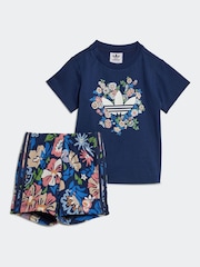 adidas Originals Blue Blue Floral Liberty London T-shirt and Short Set - Image 1 of 7