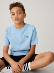 adidas originals Blue Small Trefoil Logo 100% Cotton T-Shirt - Image 1 of 6