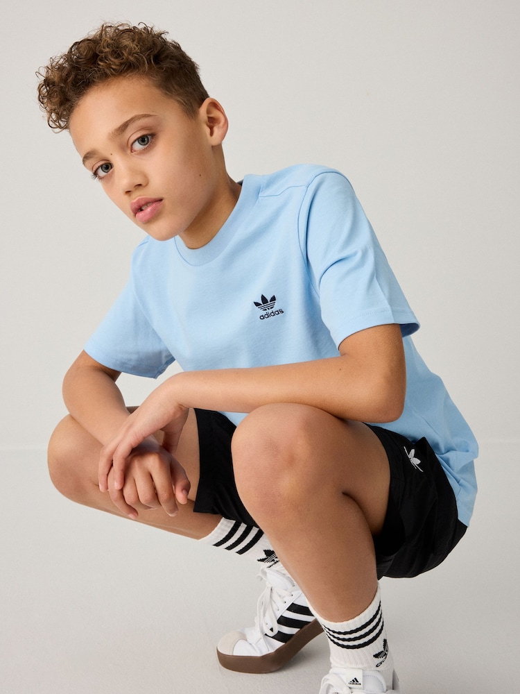 adidas originals Blue Small Trefoil Logo 100% Cotton T-Shirt - Image 4 of 6