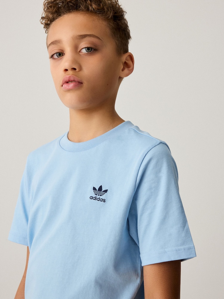 adidas originals Blue Small Trefoil Logo 100% Cotton T-Shirt - Image 5 of 6
