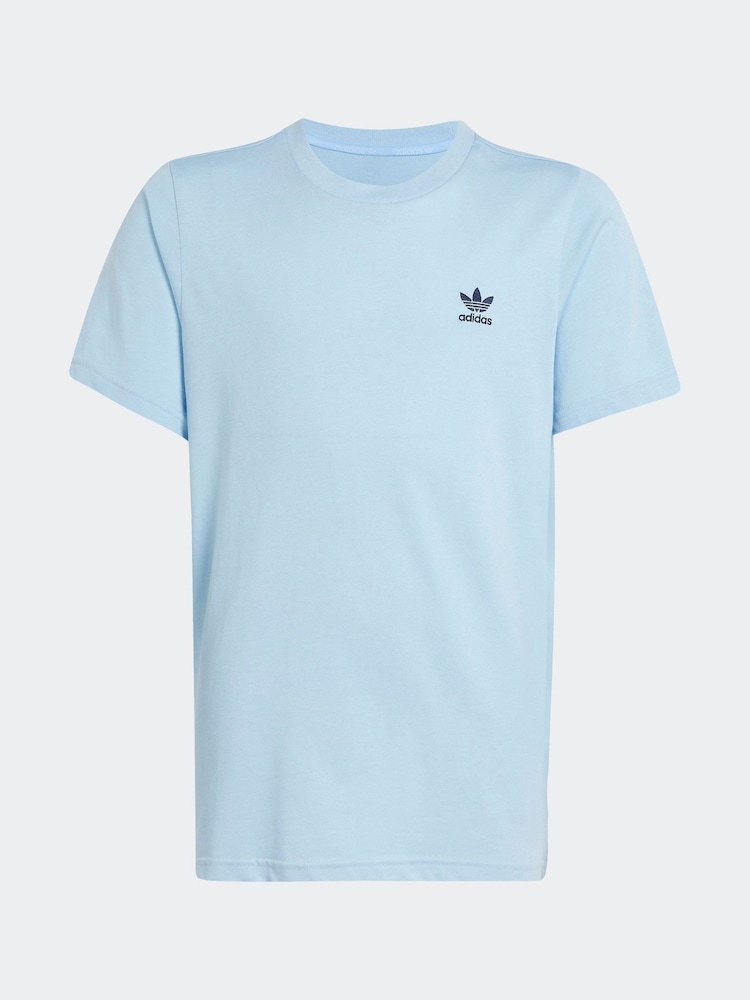 adidas originals Blue Small Trefoil Logo 100% Cotton T-Shirt - Image 6 of 6
