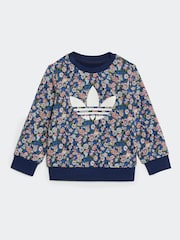adidas originals Blue Blue Floral Liberty London Crew Tracksuit - Image 2 of 7