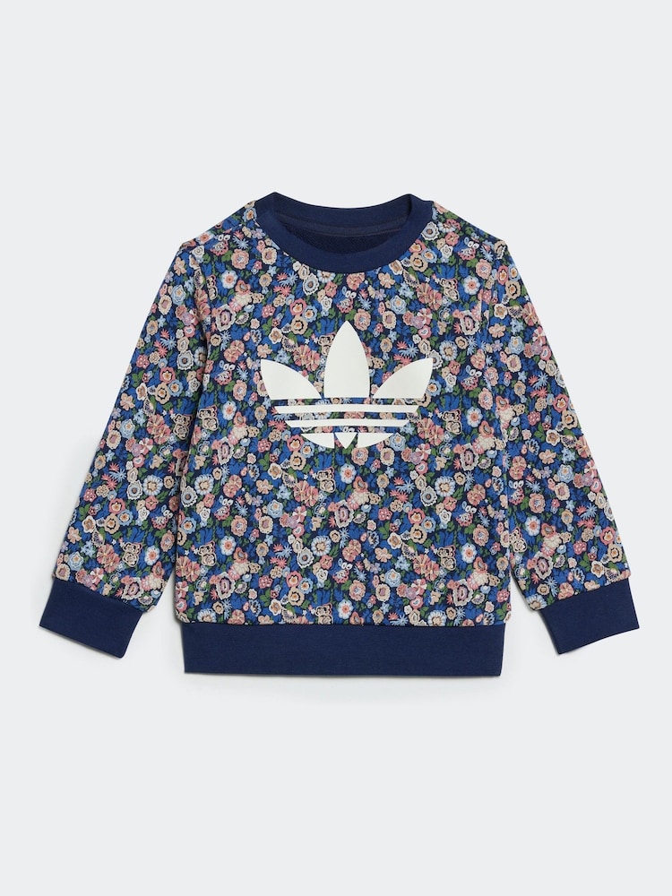 adidas originals Blue Blue Floral Liberty London Crew Tracksuit - Image 2 of 7