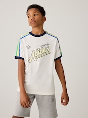 adidas originals White 3 Stripe 100% Cotton T-Shirt - Image 1 of 5