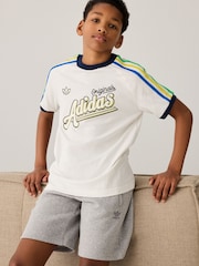 adidas originals White 3 Stripe 100% Cotton T-Shirt - Image 3 of 5