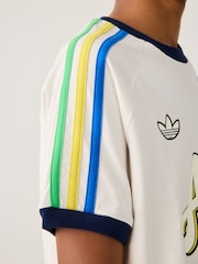 adidas originals White 3 Stripe 100% Cotton T-Shirt - Image 4 of 5