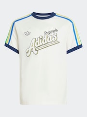 adidas originals White 3 Stripe 100% Cotton T-Shirt - Image 5 of 5