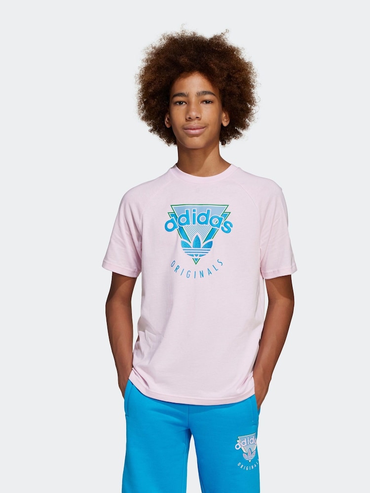 adidas originals Pink Graphic 100% Cotton T-Shirt - Image 1 of 5