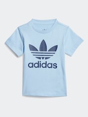 adidas originals Blue Kids 100% Cotton Shorts T-Shirt Set - Image 2 of 7