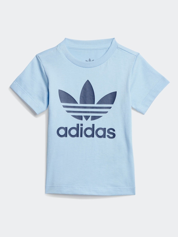 adidas originals Blue Kids 100% Cotton Shorts T-Shirt Set - Image 2 of 7