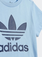 adidas originals Blue Kids 100% Cotton Shorts T-Shirt Set - Image 6 of 7