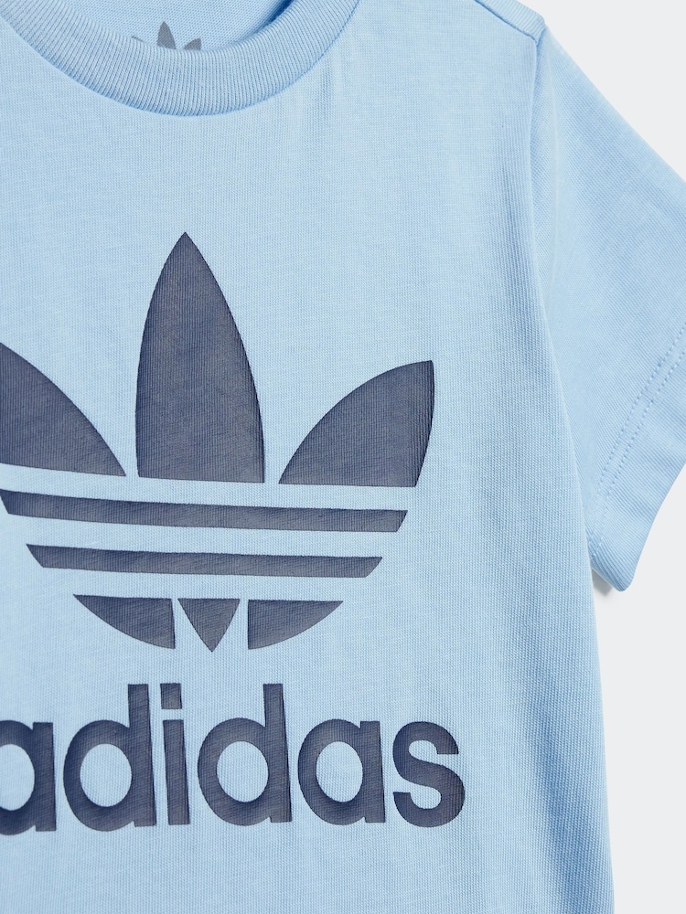 Niebieski - Zestaw dla dzieci adidas w 100% z bawełny: spodenki i koszulka - Image 6 of 7