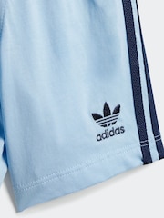 adidas originals Blue Kids 100% Cotton Shorts T-Shirt Set - Image 7 of 7