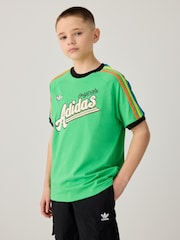 adidas originals Green 3 Stripe 100% Cotton T-Shirt - Image 2 of 5