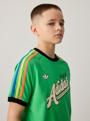 adidas originals Green 3 Stripe 100% Cotton T-Shirt - Image 4 of 5
