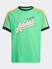 adidas originals Green 3 Stripe 100% Cotton T-Shirt - Image 5 of 5