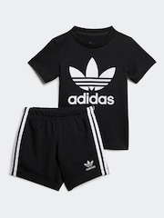adidas originals Black Kids 100% Cotton Shorts T-Shirt Set - Image 1 of 7