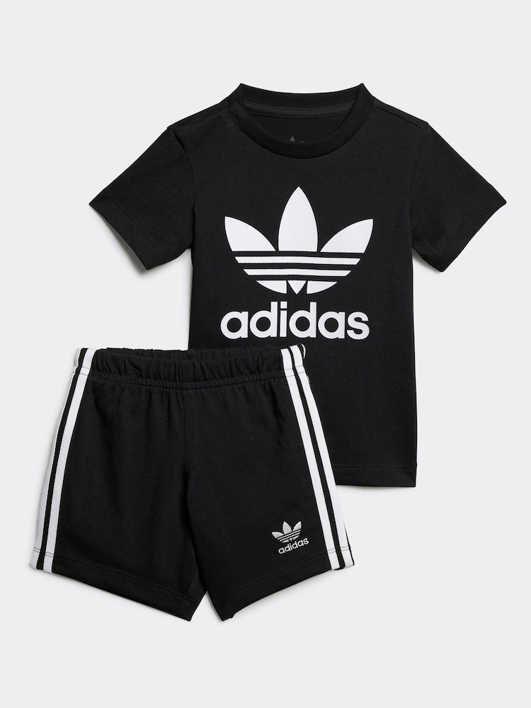 adidas originals Black Kids 100% Cotton Shorts T-Shirt Set - Image 1 of 7