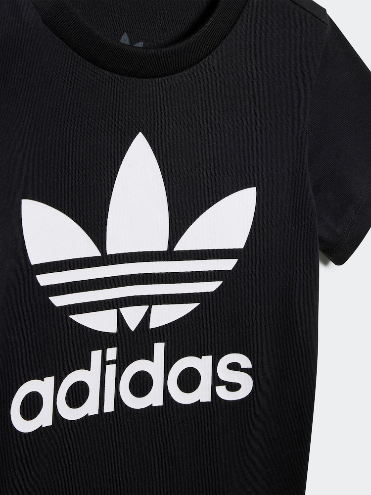 adidas originals Black Kids 100% Cotton Shorts T-Shirt Set - Image 5 of 7