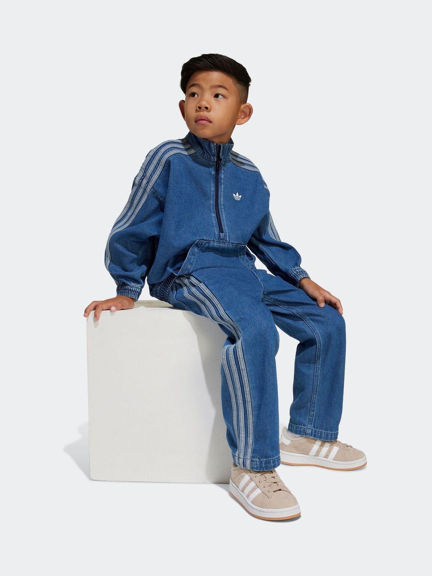 Buy adidas Originals Blue Denim Zip Crew Kids Sweatshirt & Joggers
