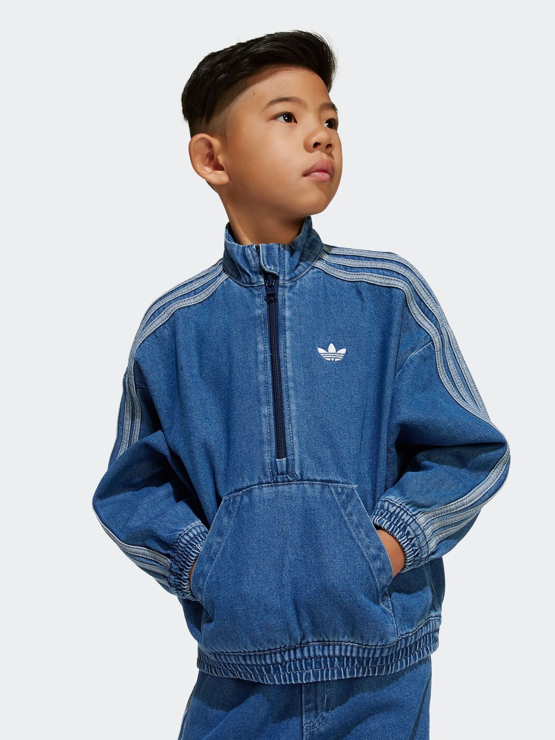 Buy adidas Originals Blue Denim Zip Crew Kids Sweatshirt & Joggers