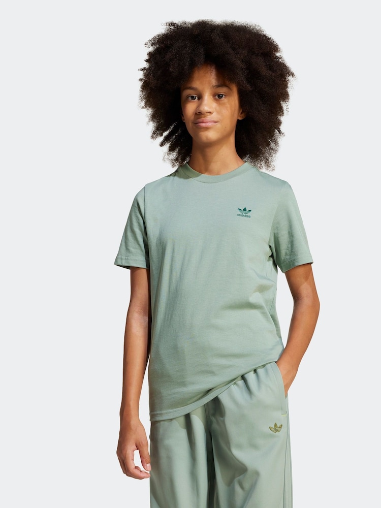 adidas originals Green Small Trefoil Logo 100% Cotton T-Shirt - Image 1 of 5