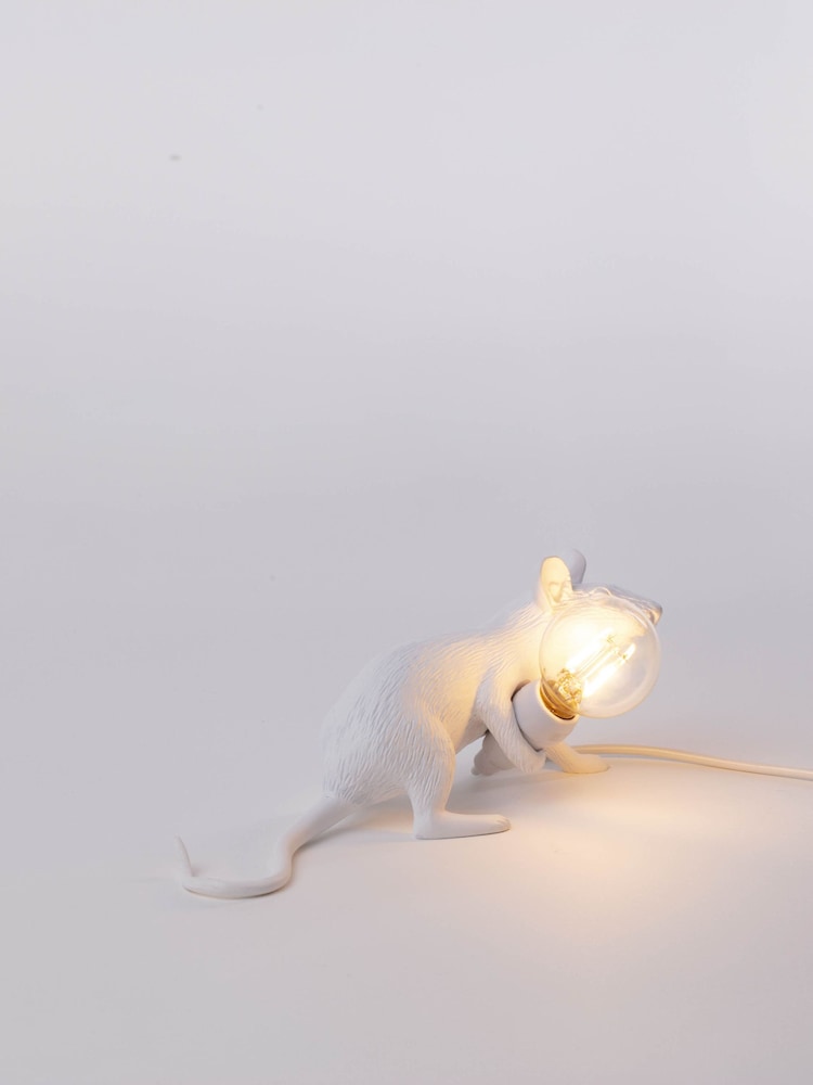 Seletti White Sitting Mouse Resin Table Lamp - Image 1 of 5