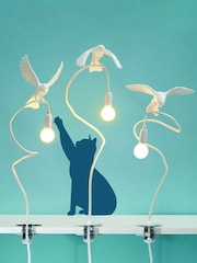 Seletti White Sparrow Landing Resin Table Lamp with Clamp - Image 1 of 6
