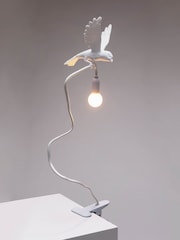 Seletti White Sparrow Landing Resin Table Lamp with Clamp - Image 2 of 6
