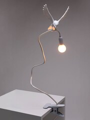 Seletti White Sparrow Landing Resin Table Lamp with Clamp - Image 3 of 6