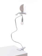 Seletti White Sparrow Landing Resin Table Lamp with Clamp - Image 5 of 6