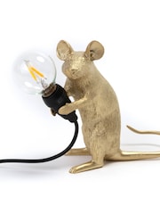 Seletti Gold Sitting Mouse Resin Table Lamp - Image 5 of 6