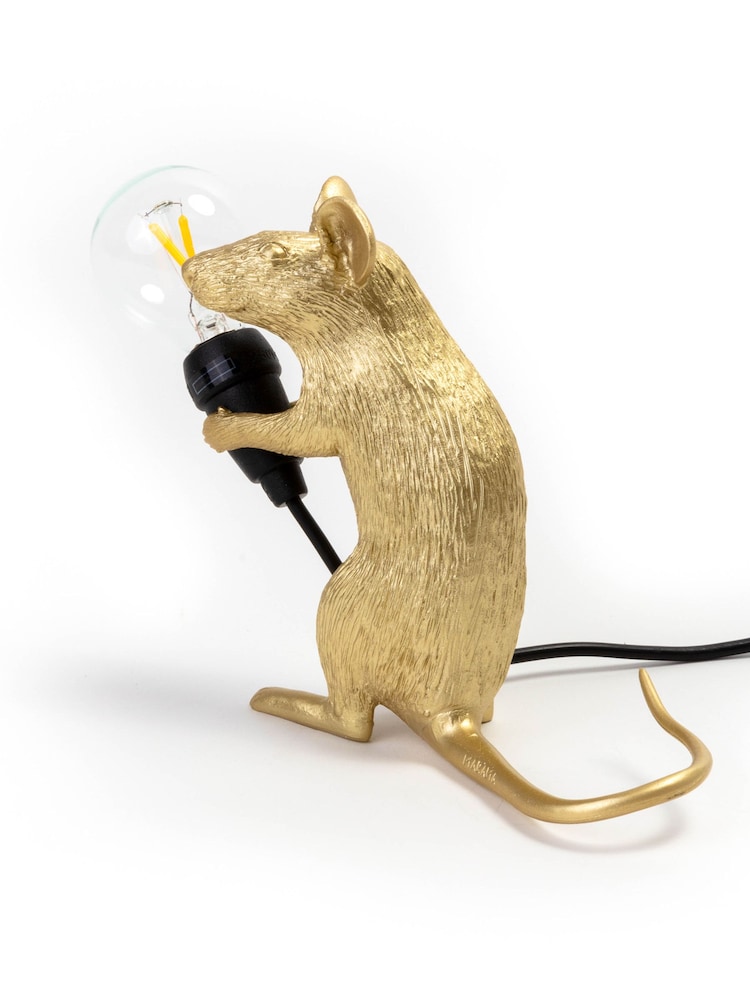 Seletti Gold Sitting Mouse Resin Table Lamp - Image 6 of 6
