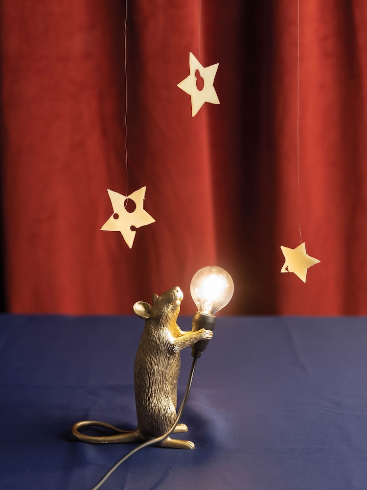 Seletti Gold Standing Mouse Resin Table Lamp - Image 1 of 6