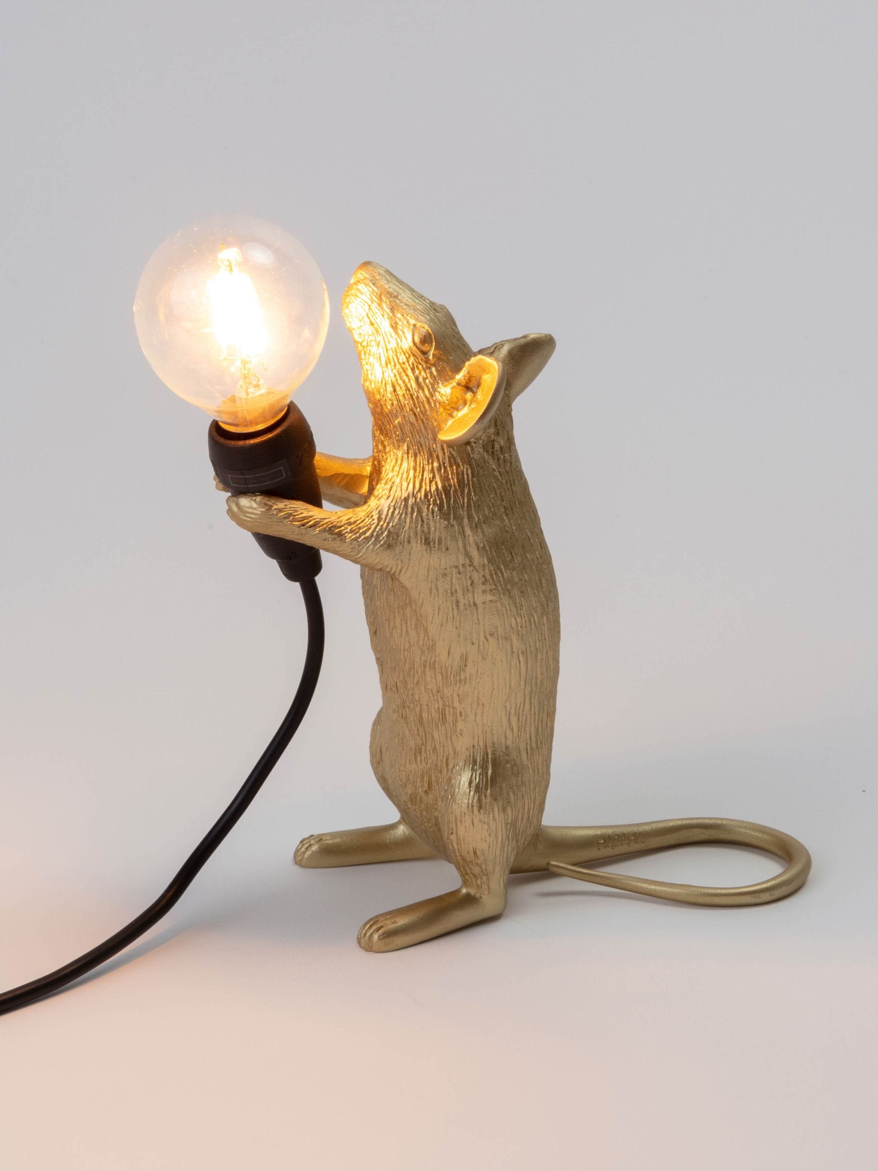 Buy Seletti Gold Standing Mouse Resin Table Lamp from the Next UK