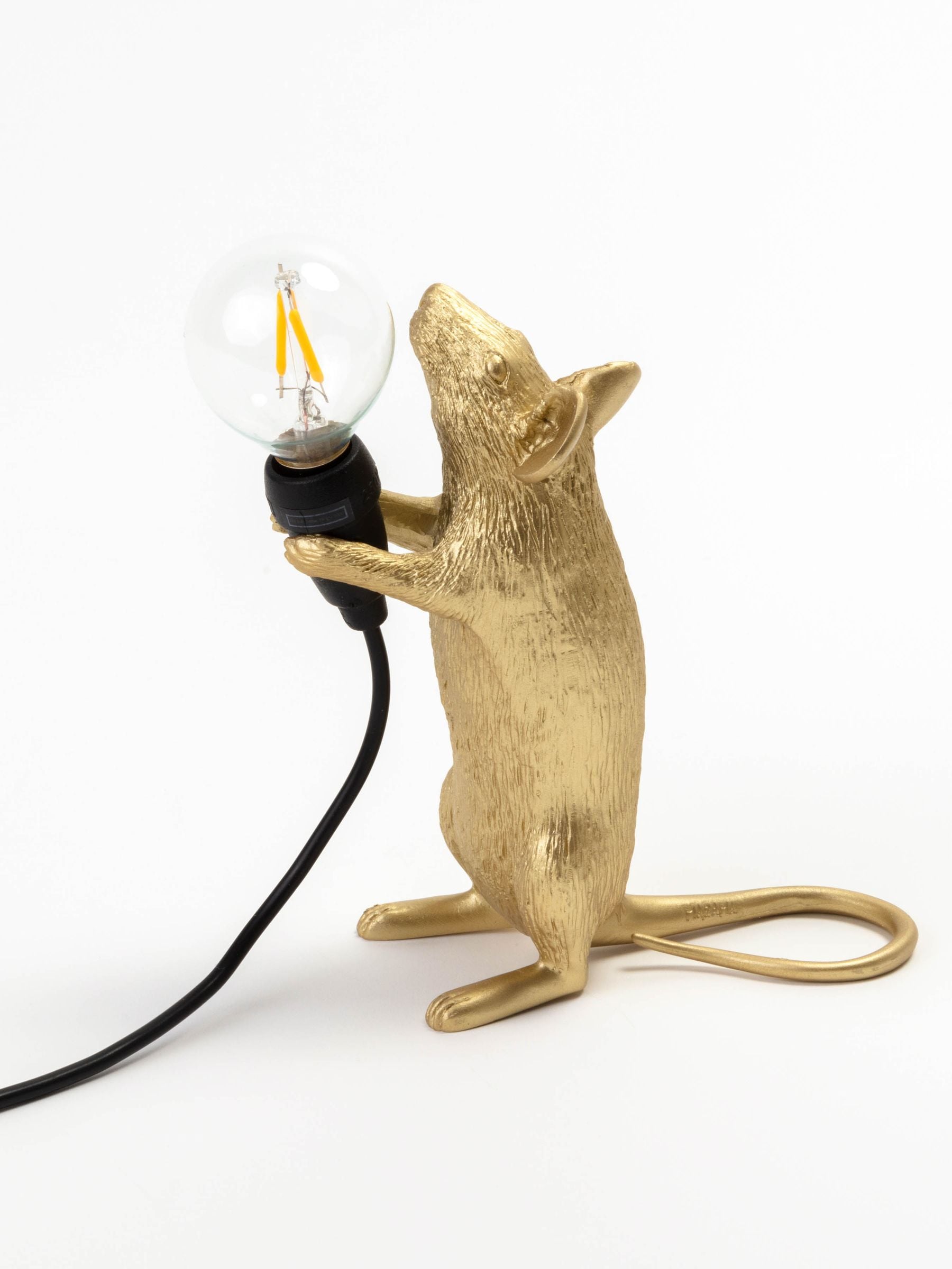 Buy Seletti Gold Standing Mouse Resin Table Lamp from the Next UK