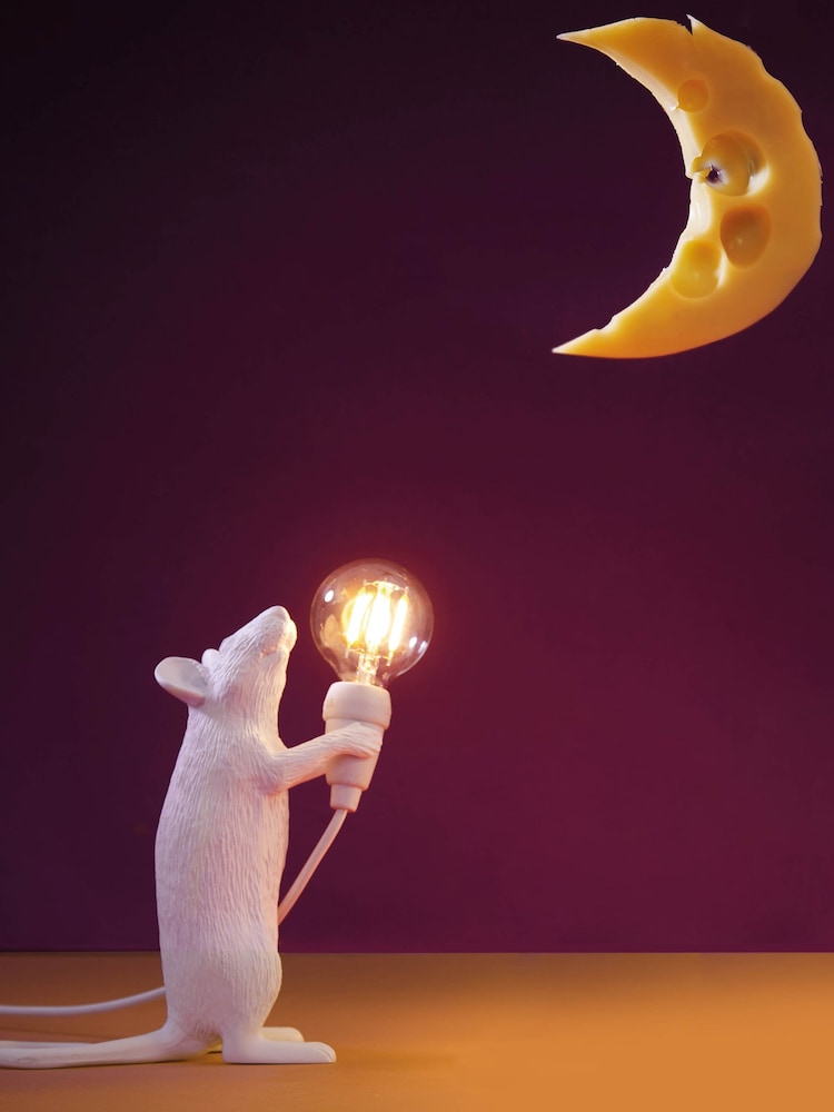 Seletti White Standing Mouse Resin Table Lamp - Image 1 of 6