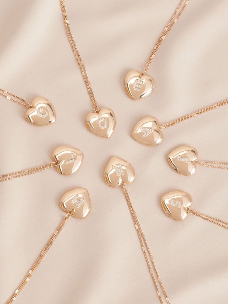Gold Tone Initial Heart Locket Necklace - Image 1 of 11