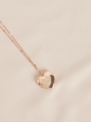 Gold Tone Initial Heart Locket Necklace - Image 10 of 11