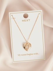 Gold Tone Initial Heart Locket Necklace - Image 11 of 11