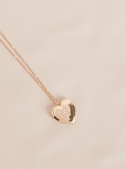 Gold Tone Initial Heart Locket Necklace - Image 3 of 11