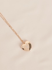 Gold Tone Initial Heart Locket Necklace - Image 4 of 11